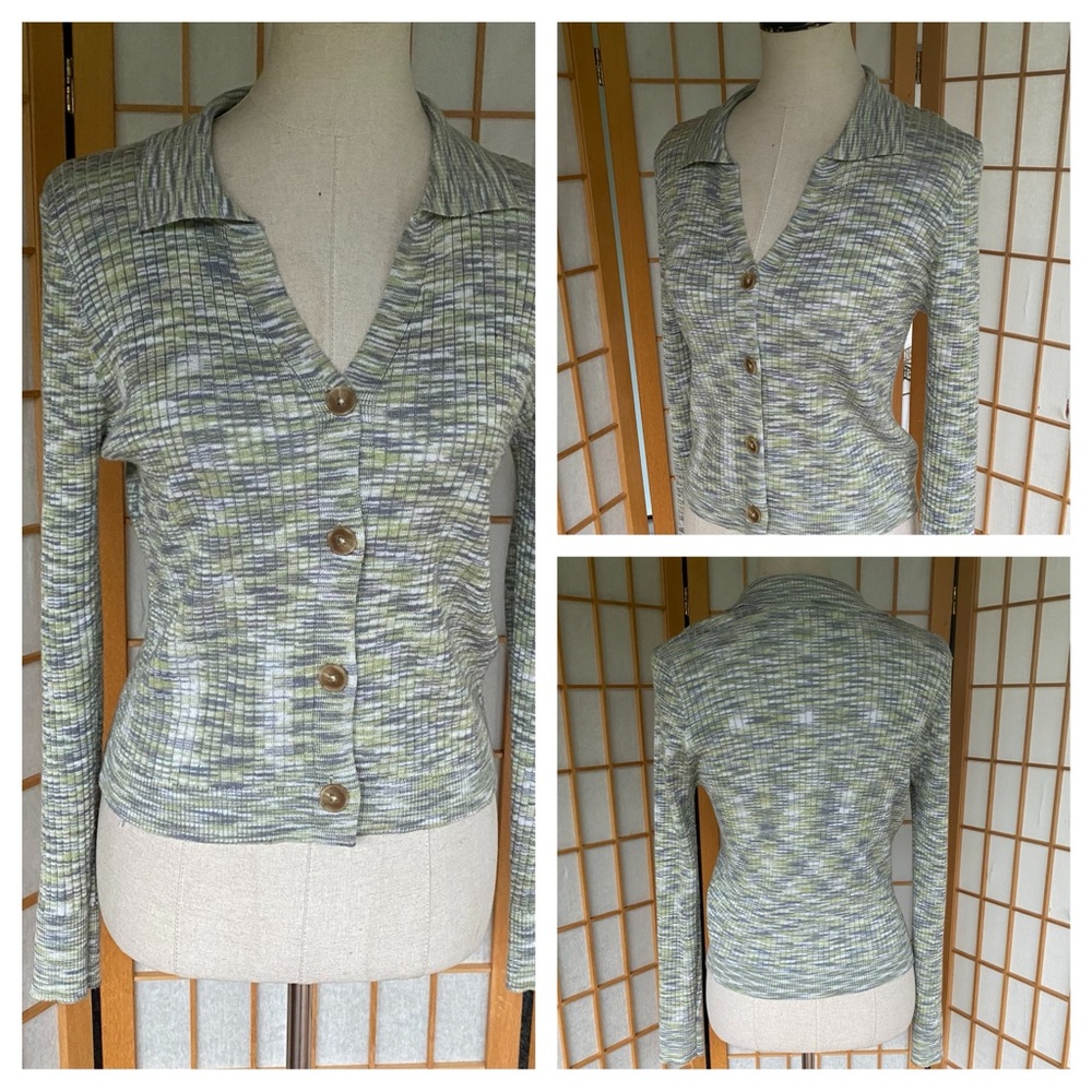 Major Label Group Ribbed Long Sleeve Cropped Top SZ L